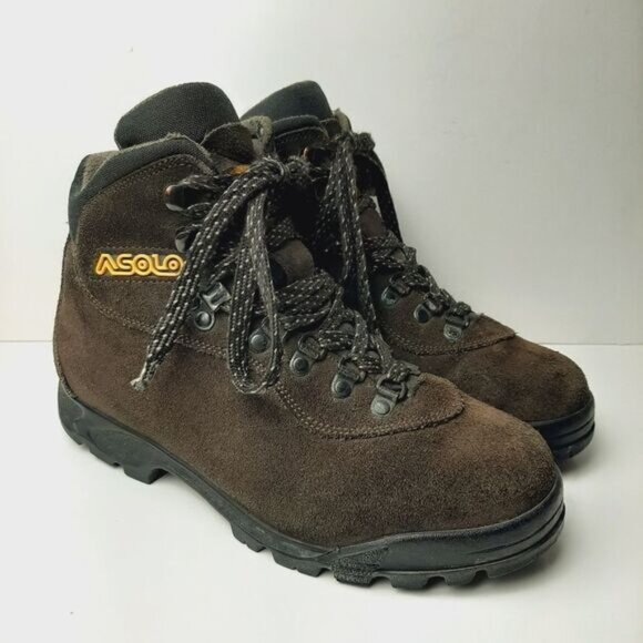 ASOLO Vibram Suede Leather Hiking Lace-Up Boots Brown Sz 7.5 - Picture 2 of 14